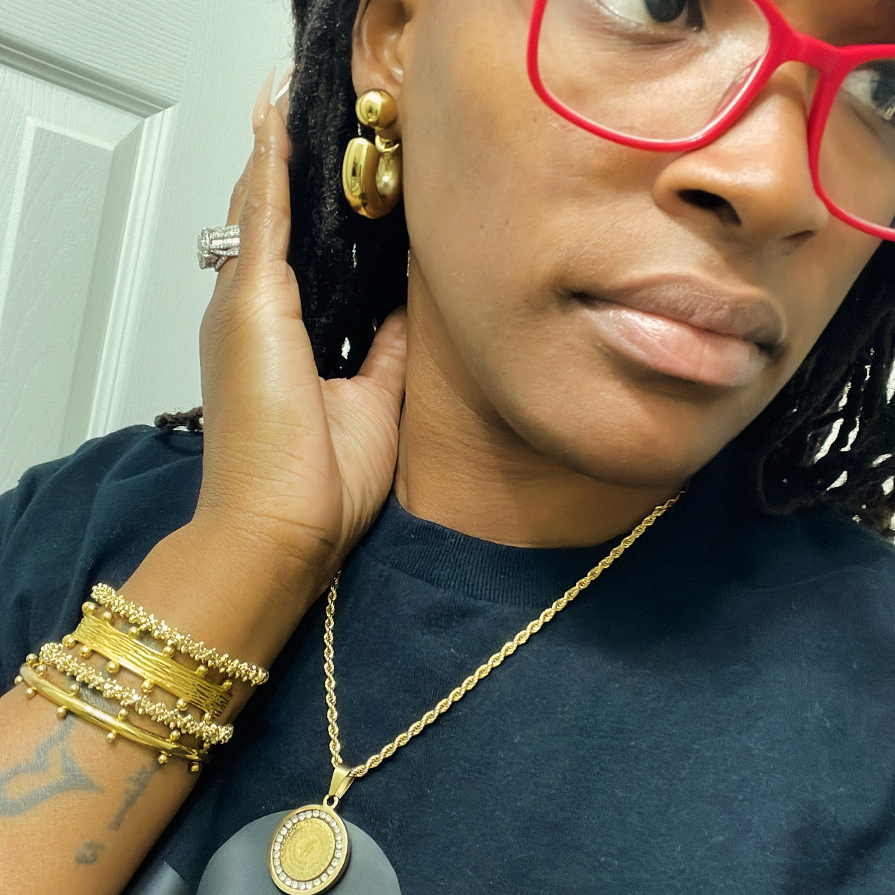 Gold Reversible Globe Hoops