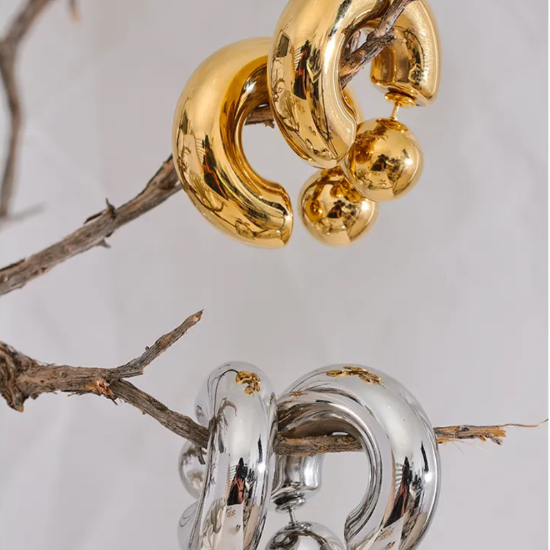 Gold Reversible Globe Hoops