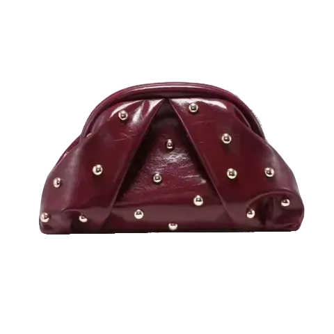 Kelly | Black Studded Clasp Riveted Clutch
