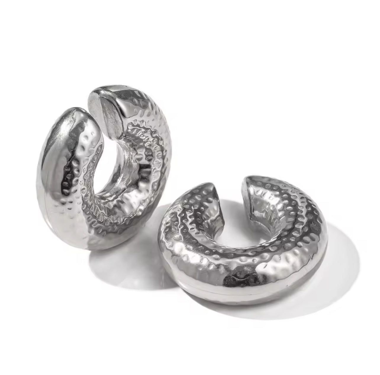 Gold Textured Chunky Ear Cuff Set (2)