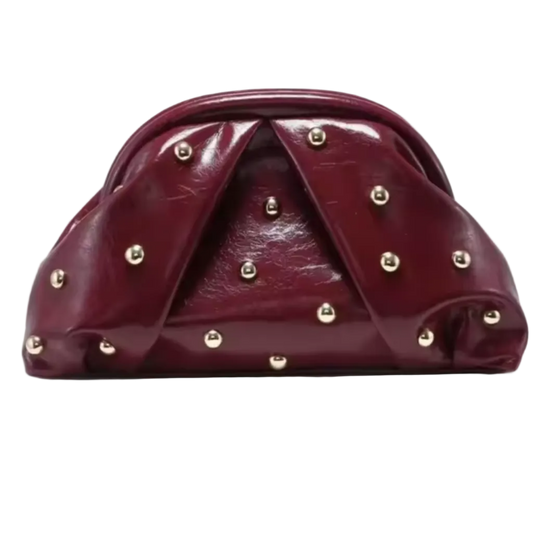 Kelly | Black Studded Clasp Riveted Clutch