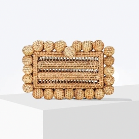 Issa | Rattan Square Clutch