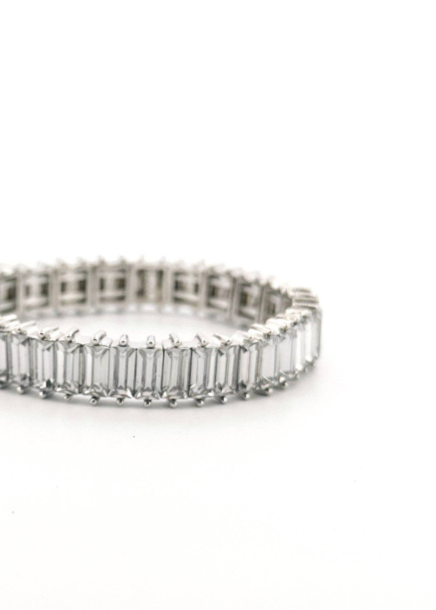 White Baguette Stretch Bracelet