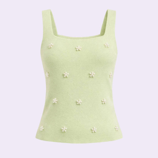 Pearl Embellished Tank | Sage
