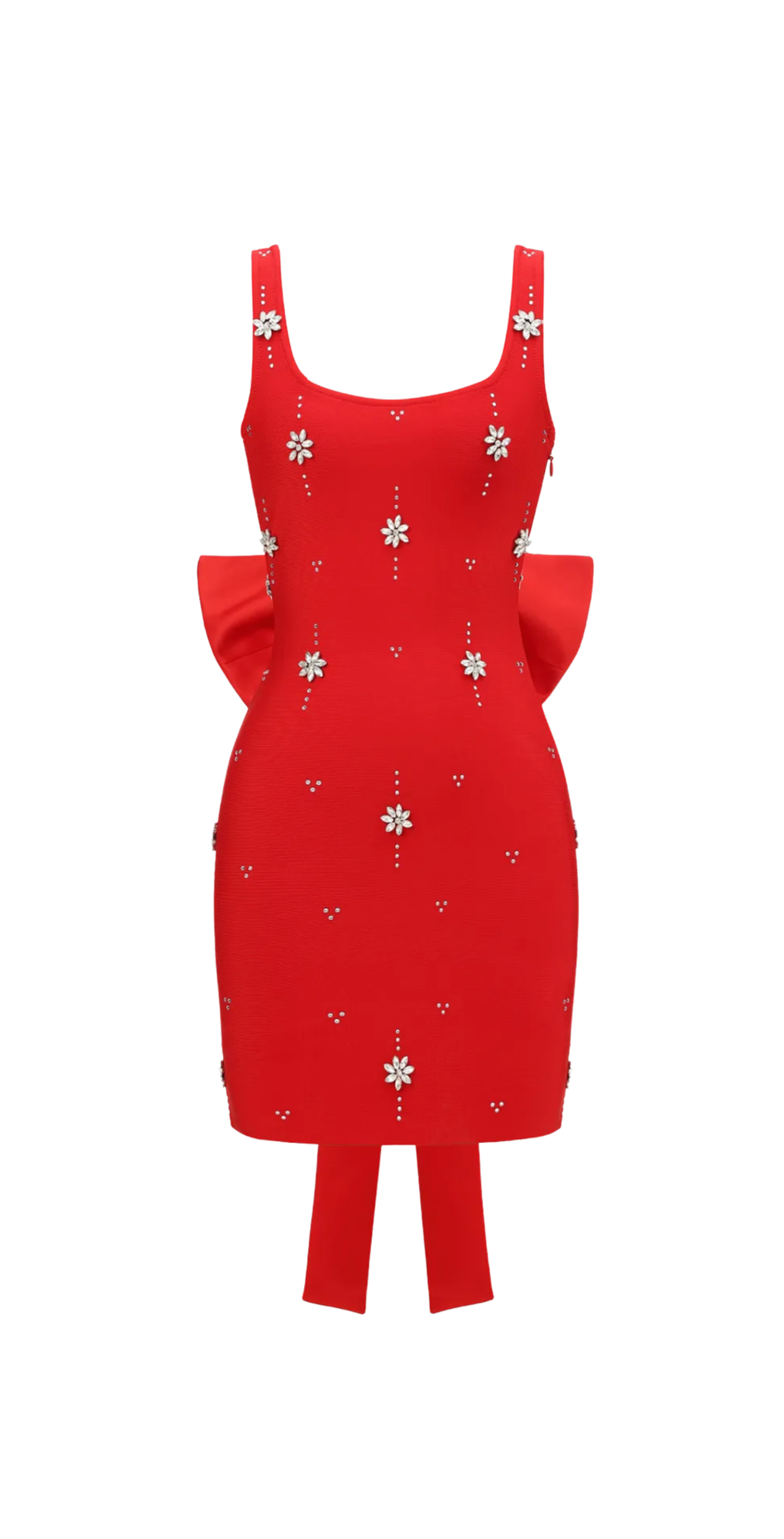 Gabrielle | Red Diamond Bow Bandage Mini Dress