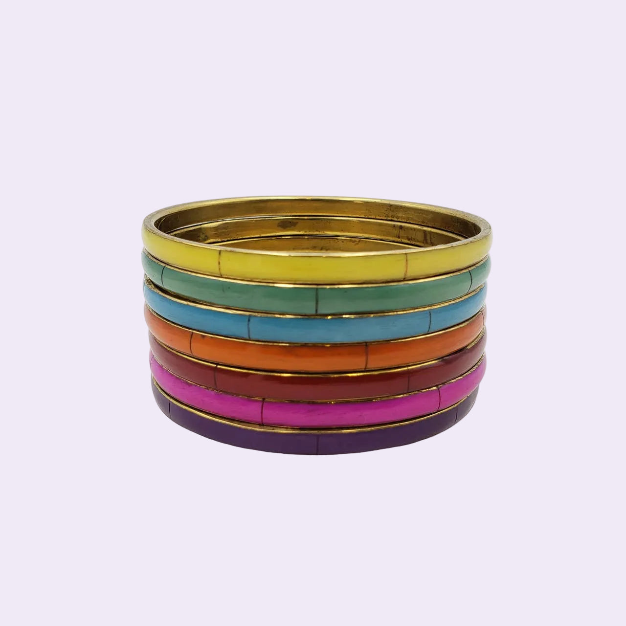 Multi Color Brass Bone Bangle Set (7)