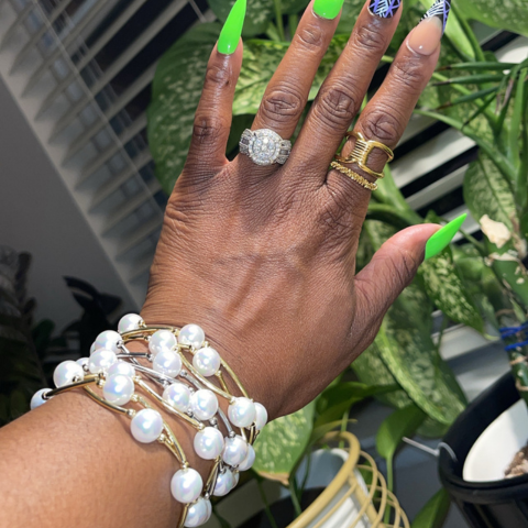 Silver Pearl Stacker Bracelet Set (3)