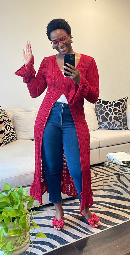 Sarah | Wine Crochet Cardigan