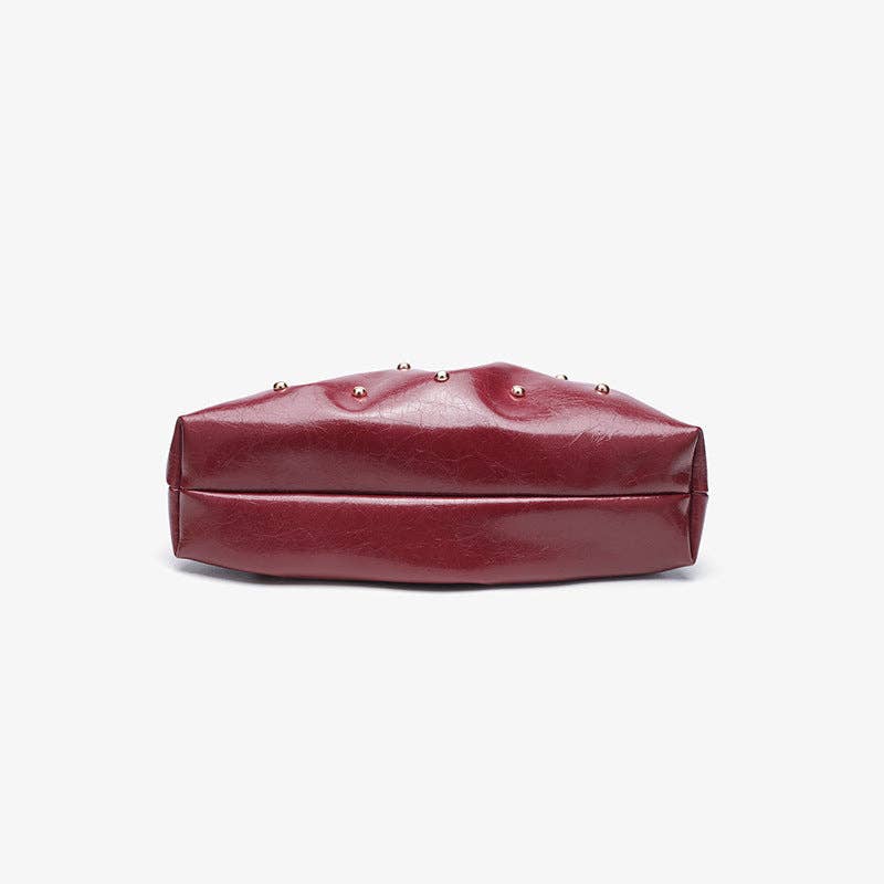 Kris | Black Studded Magnet Ruched Clutch