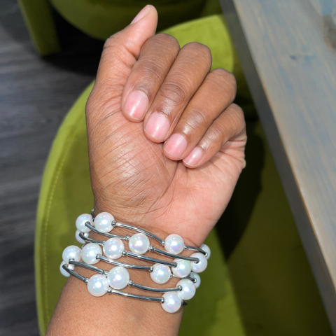 Gold Pearl Stacker Bracelets