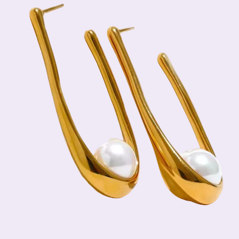 Pearl Drop Huggie Hoop