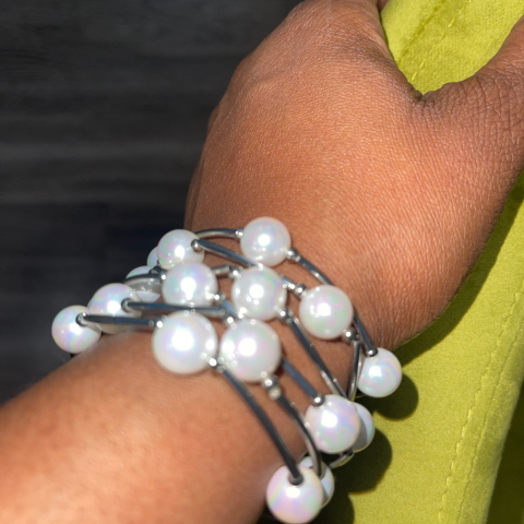 Gold Pearl Stacker Bracelets