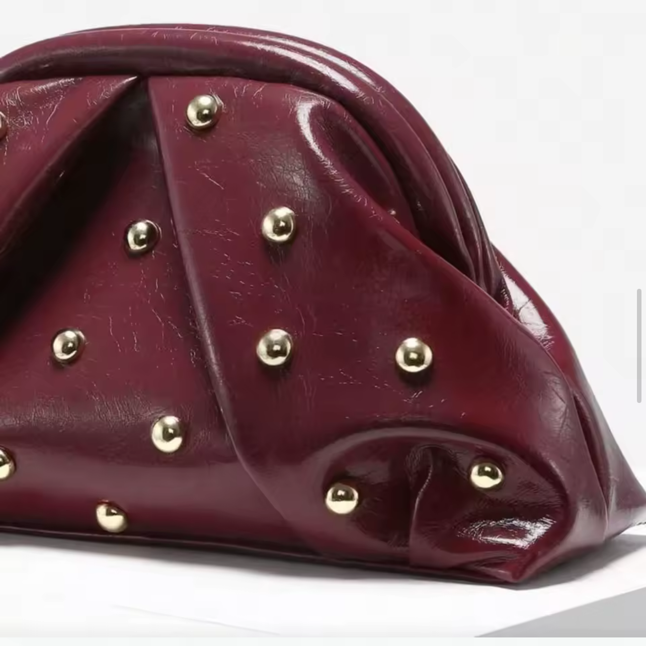 Kelly | Black Studded Clasp Riveted Clutch