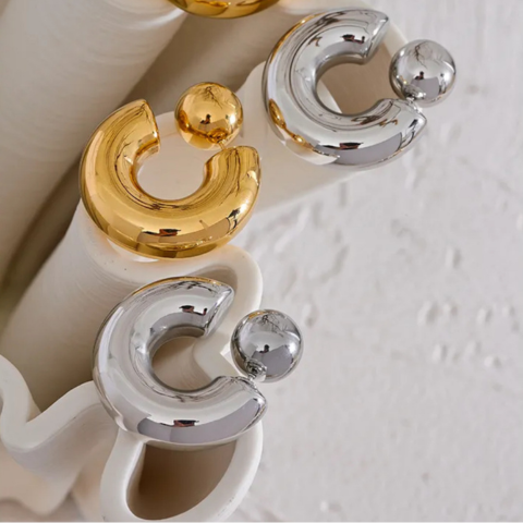 Gold Reversible Globe Hoops
