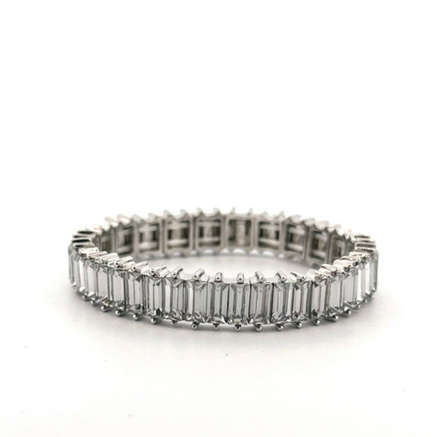 White Baguette Stretch Bracelet
