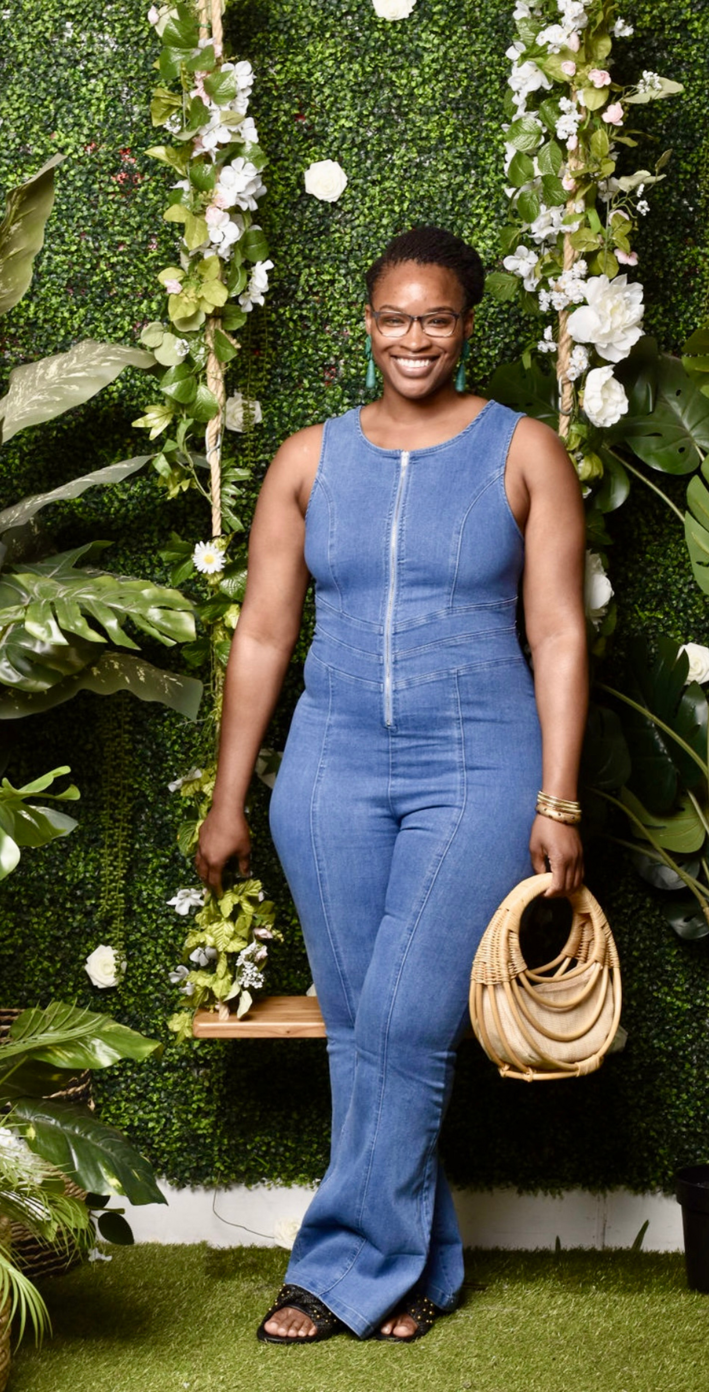 Keisha | Medium Denim Flare Jumpsuit