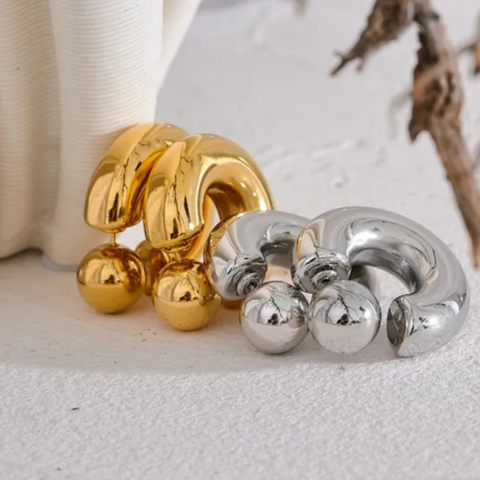 Silver Reversible Globe Hoops