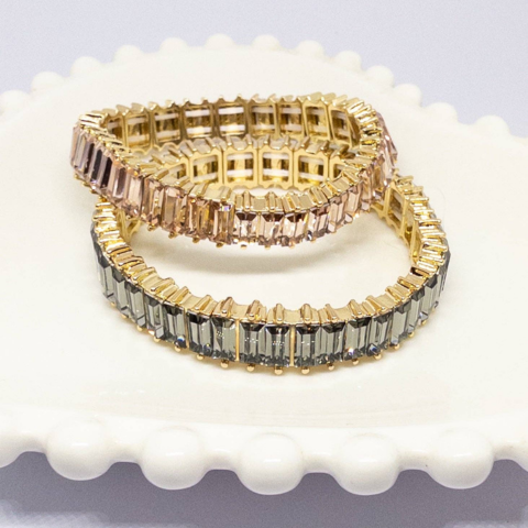 Hematite Baguette Stretch Bracelet
