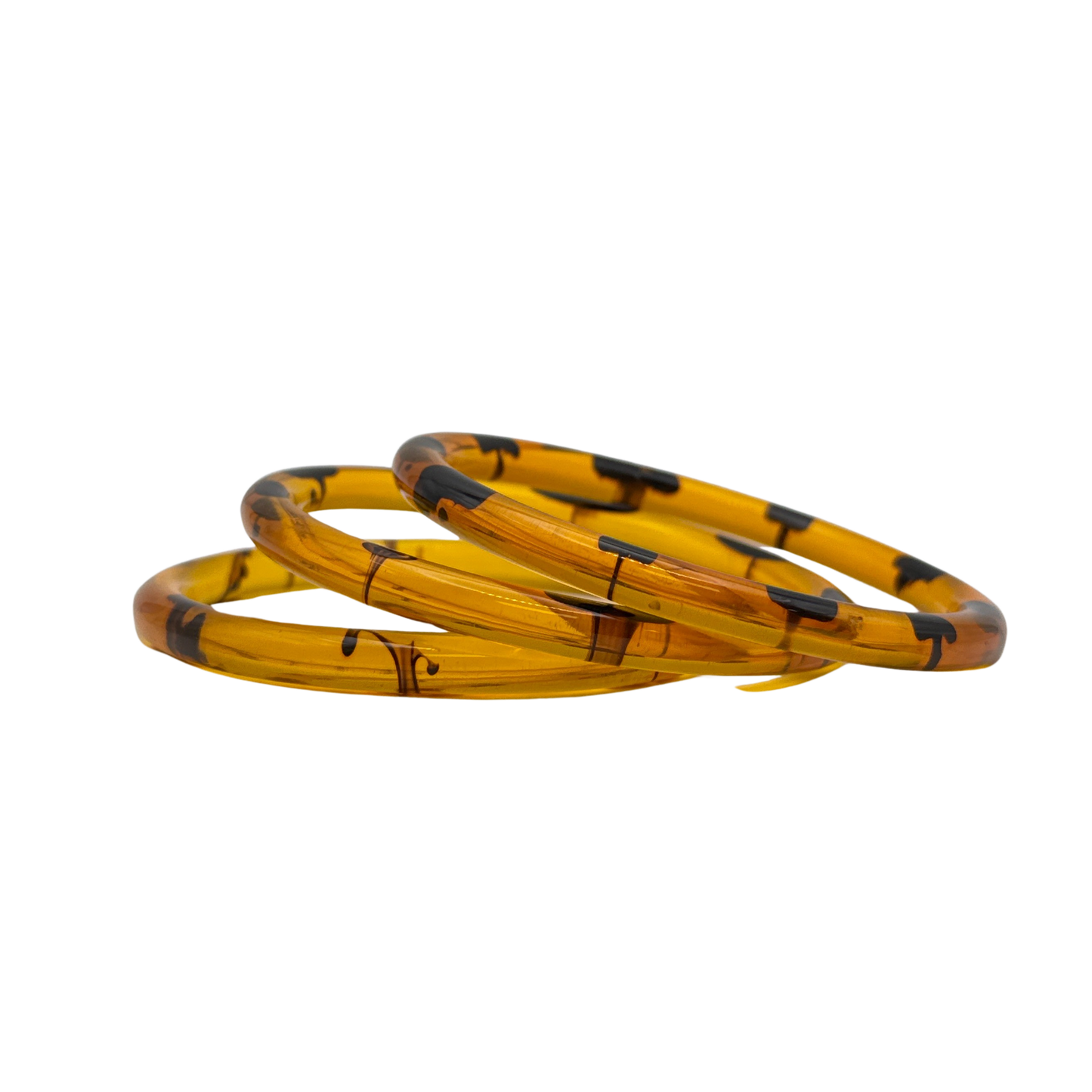 Amber Translucent Bangle Set (3)