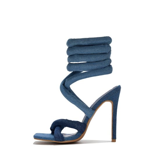 Brittany Coil Strap Heel | Denim