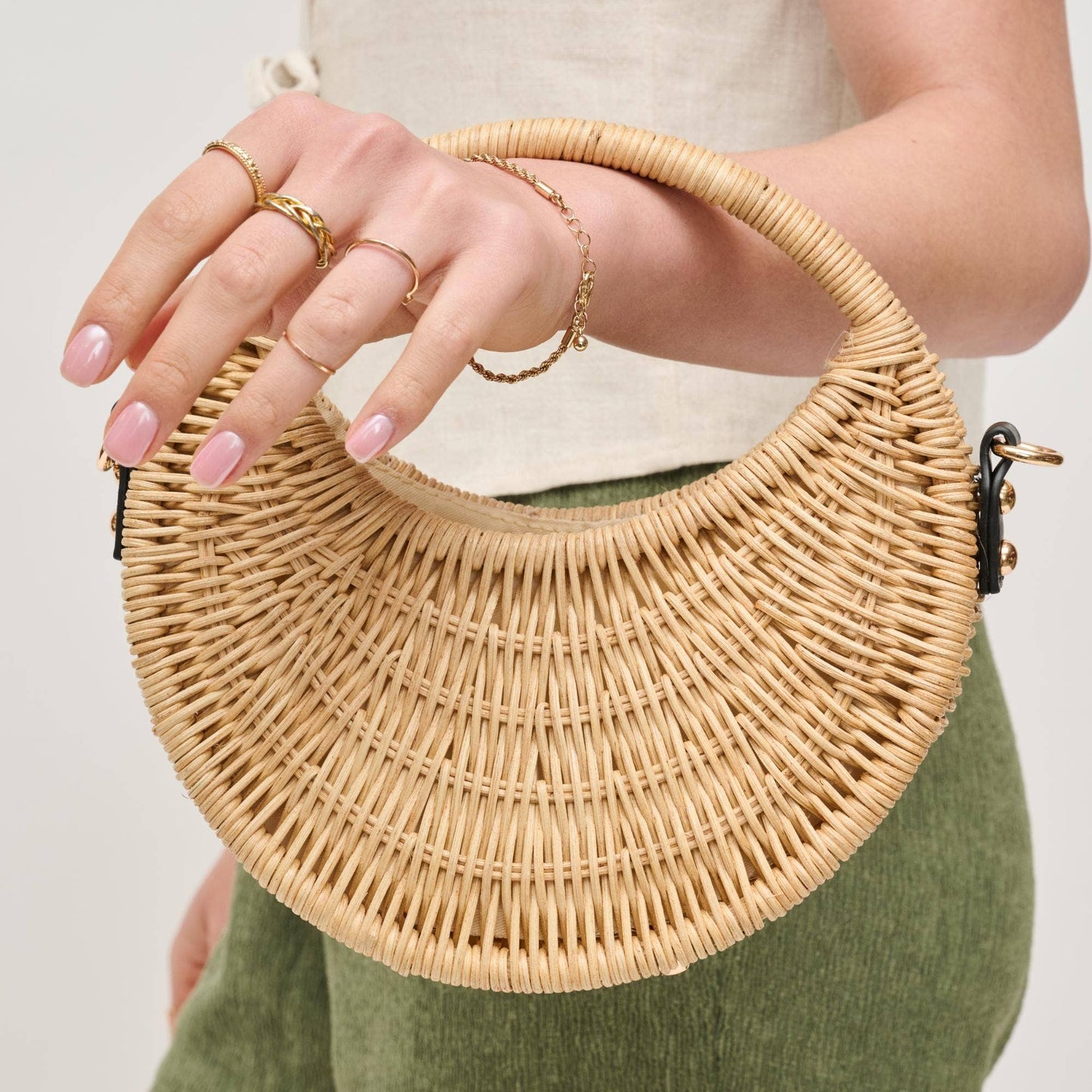 Mai | Rattan Half Moon Bag