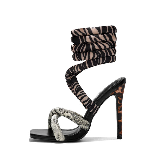 Brittany Coil Strap Heel | Animal