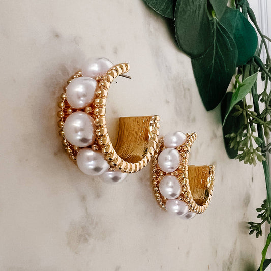 Chunky Pearl Hoops