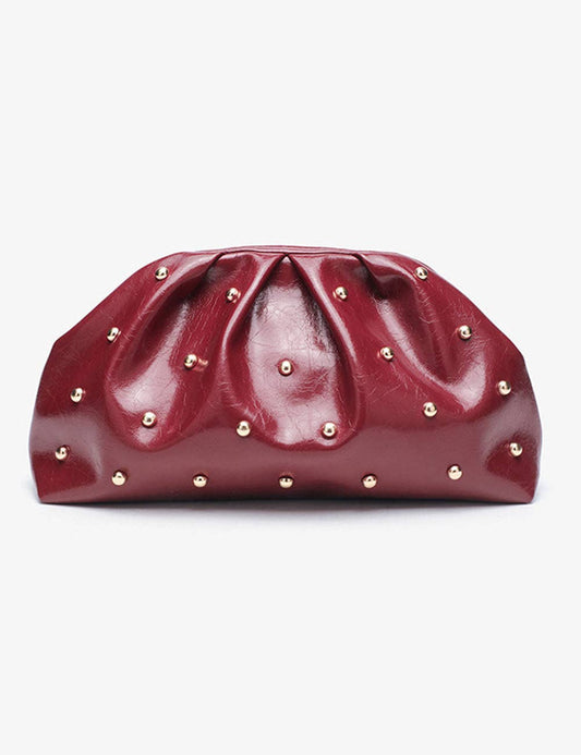 Kris | Black Studded Magnet Ruched Clutch